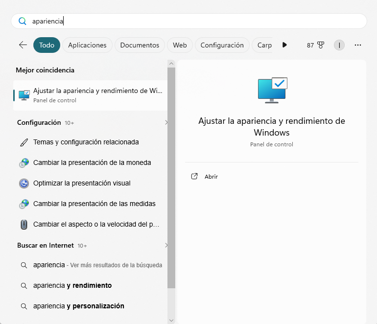 Optimización de apariencia